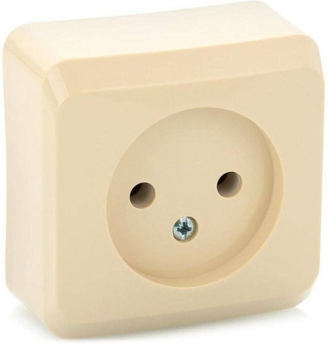 Розетка без заземления накладная Systeme Electric Этюд 1-м. кремовый  картинка